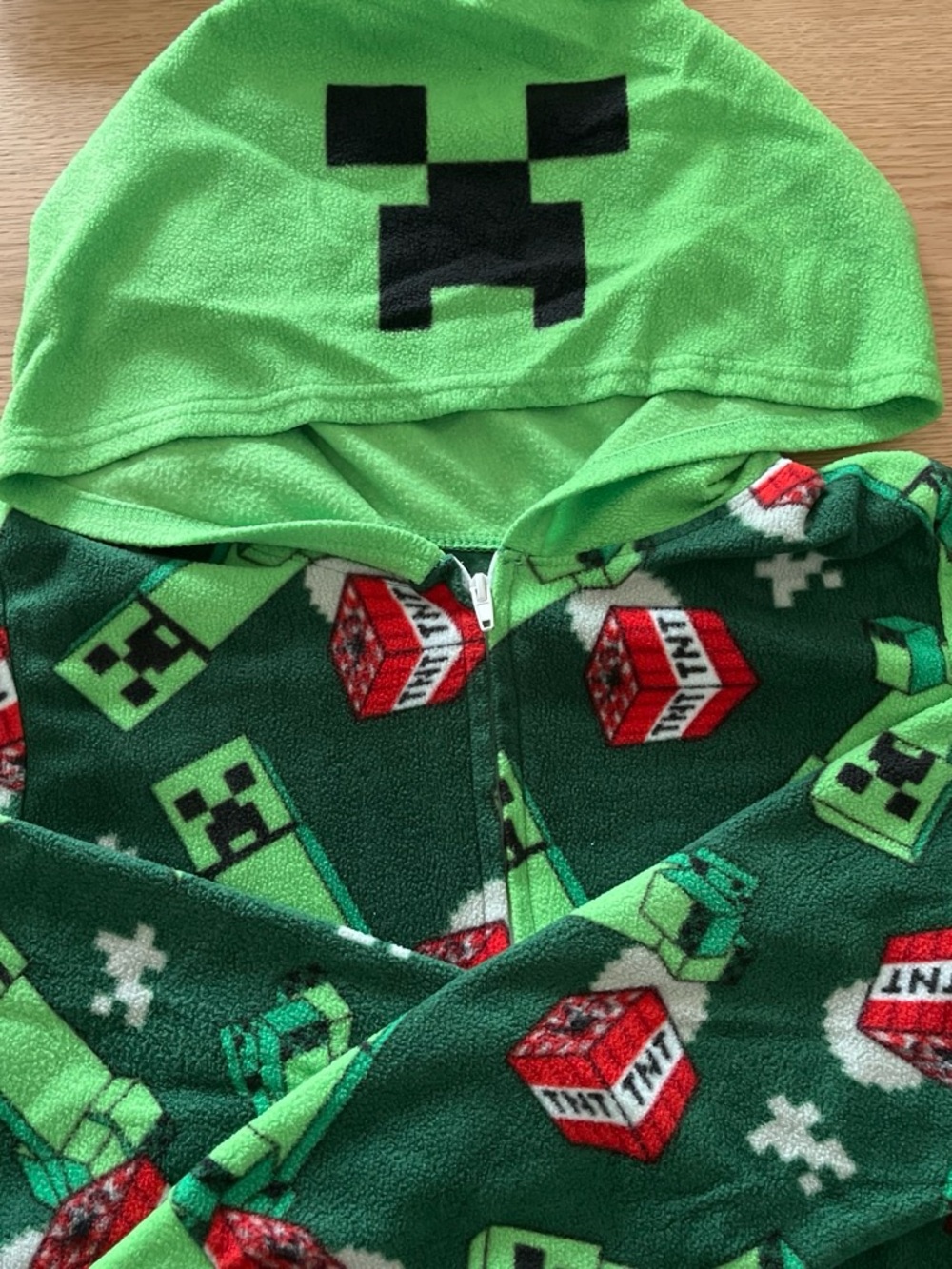 Minecraft Kids Green Creeper Fleece Pajama Hoodie